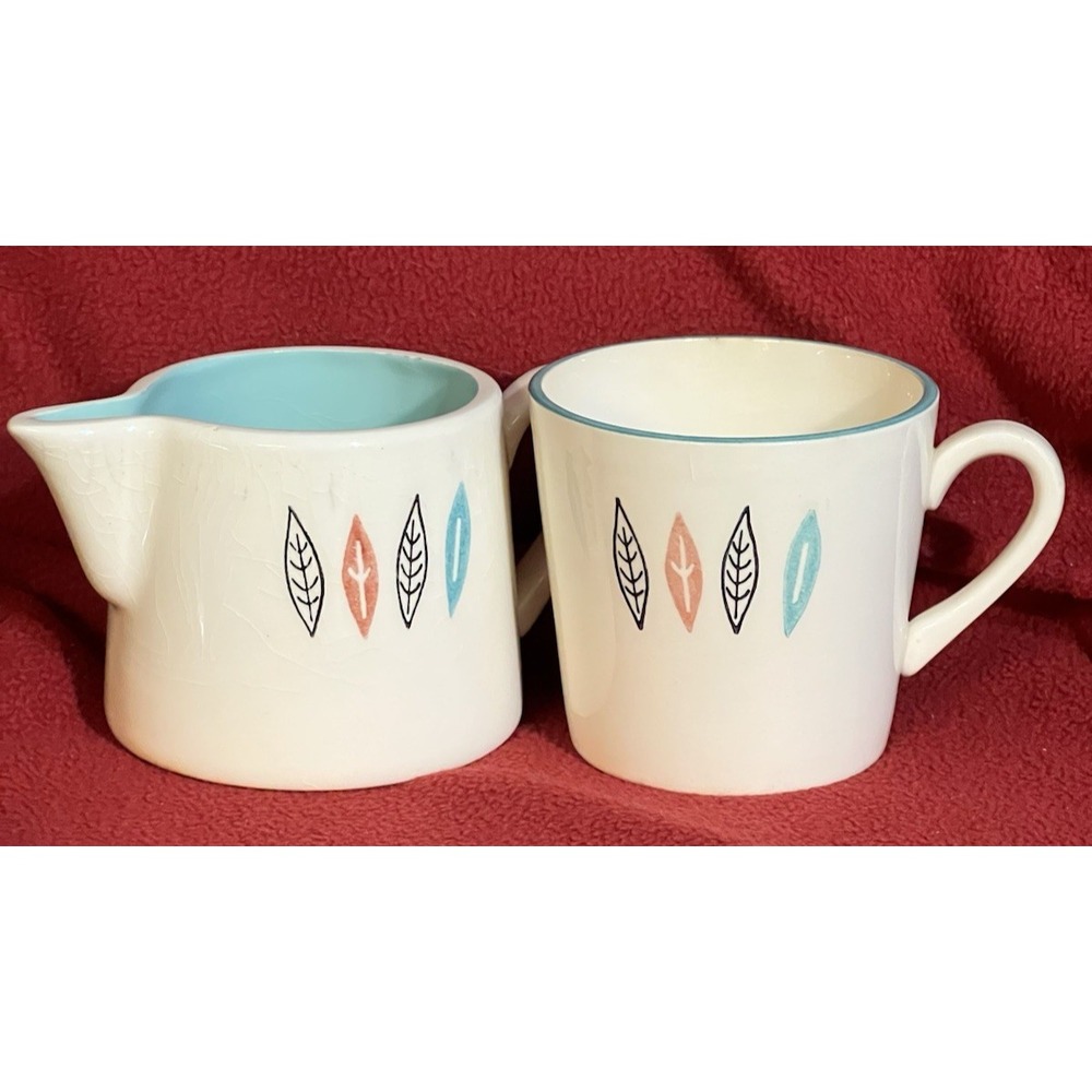 CORDELLA STONEWARE CUP AND CREAMER ATOMIC‎ LEAF (2033)